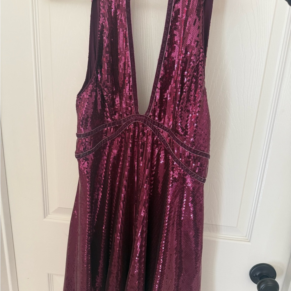 Free People Maroon Purple Sequin Mini Dress - Picture 2 of 5